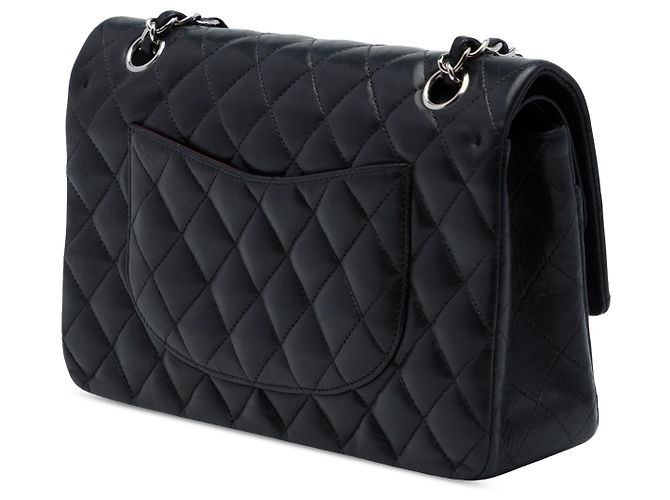 Chanel Black Medium Classic Lambskin Double Flap Preto - vista 2
