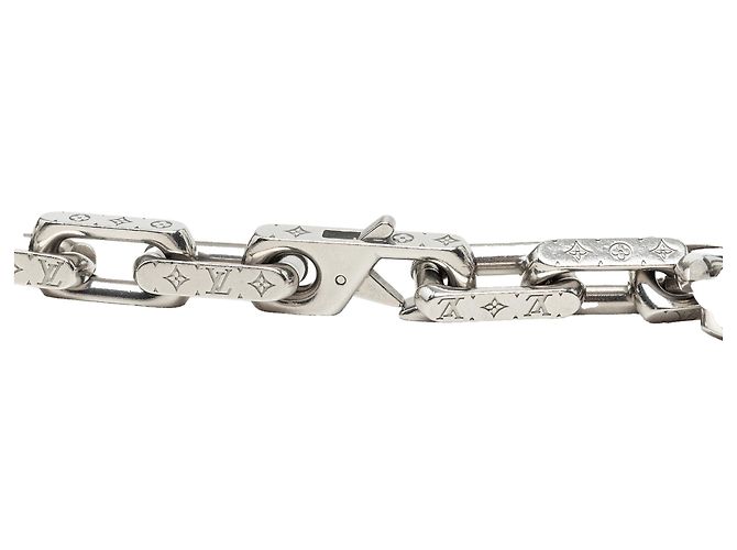 Louis Vuitton Monogram Gliederkette aus silberfarbenem Edelstahl - Ansicht 2