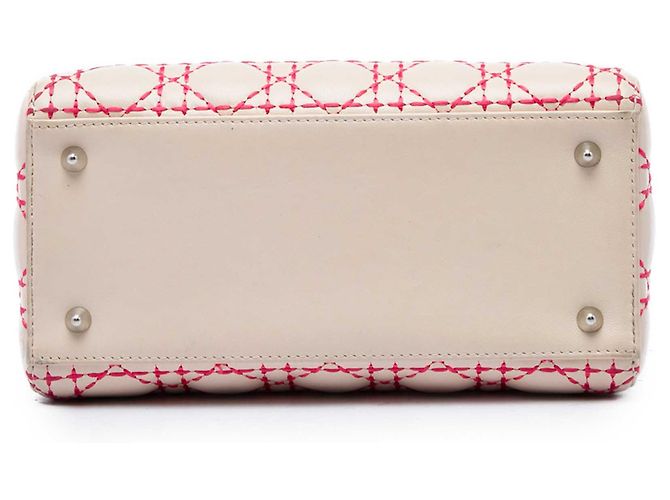 Autre Marque Dior Beige Medium Lambskin Cannage Stitched Lady Dior Pink Rot - Ansicht 3