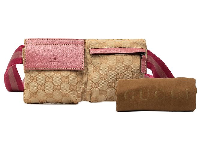 Gucci Beige GG Canvas Web Gürteltasche mit zwei Taschen - Ansicht 7