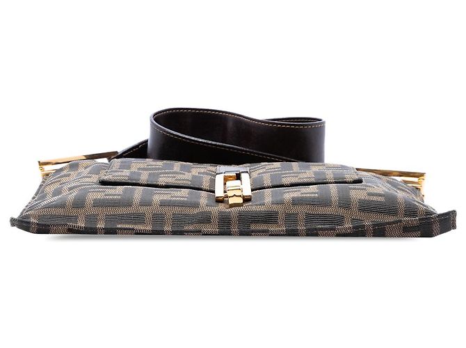 Fendi Brown Zucca Canvas Schultertasche mit Klappe Braun - Ansicht 3