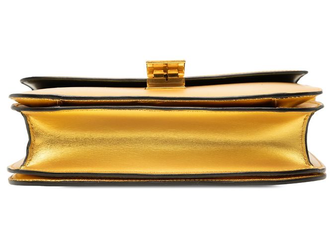 Céline Celine Gold Medium Metallic Calfskin Classic Box Crossbody D'oro - vista 3