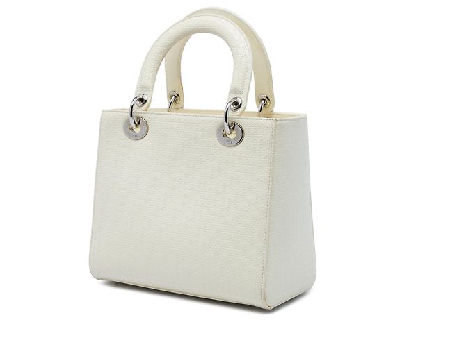 Autre Marque Dior White Medium Patent Microcannage Lady Dior Weiß Roh - Ansicht 2