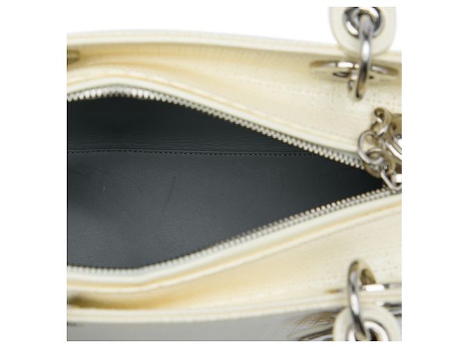 Autre Marque Dior White Medium Patent Microcannage Lady Dior Weiß Roh - Ansicht 4