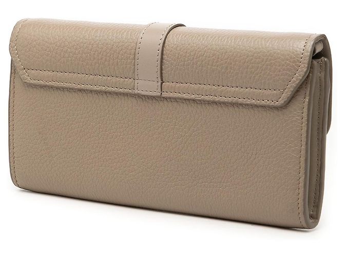 Chloé Aby Wallet On Chain aus braunem genarbtem Kalbsleder Taupe - Ansicht 2