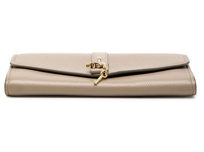 Chloé Aby Wallet On Chain aus braunem genarbtem Kalbsleder Taupe - Ansicht 3