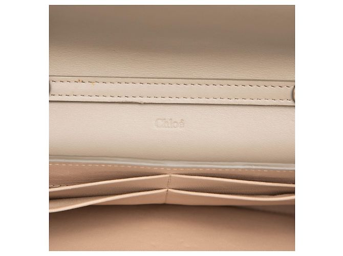 Chloé Aby Wallet On Chain aus braunem genarbtem Kalbsleder Taupe - Ansicht 5