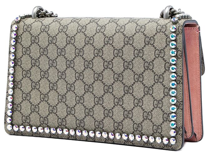 Borsa a tracolla Gucci Dionysus Medium GG Supreme Beige con cristalli - vista 2