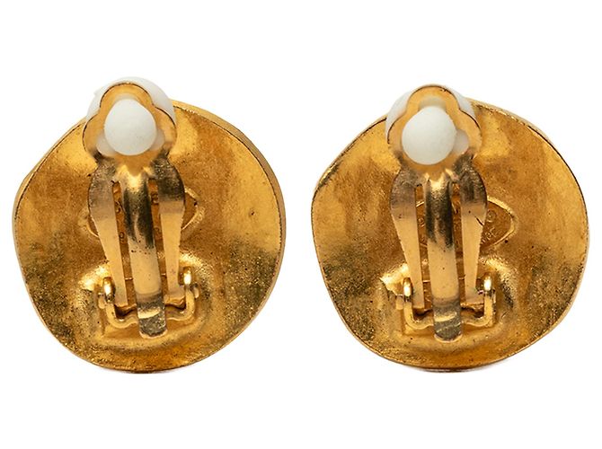 Chanel Gold CC vergoldete runde Clip-On-Ohrringe Golden - Ansicht 2