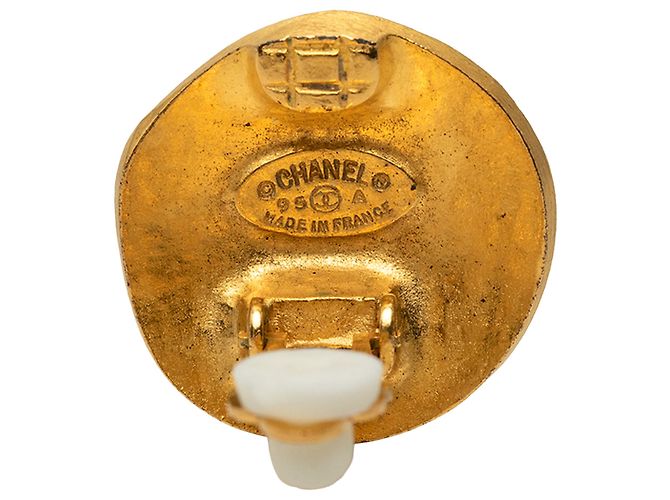 Chanel Gold CC vergoldete runde Clip-On-Ohrringe Golden - Ansicht 3
