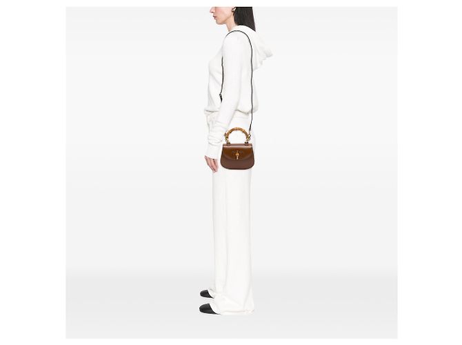 Bamboo Bolso Mini 1947 de piel de becerro marrón con asa de bambú Gucci Castaño - vista 6
