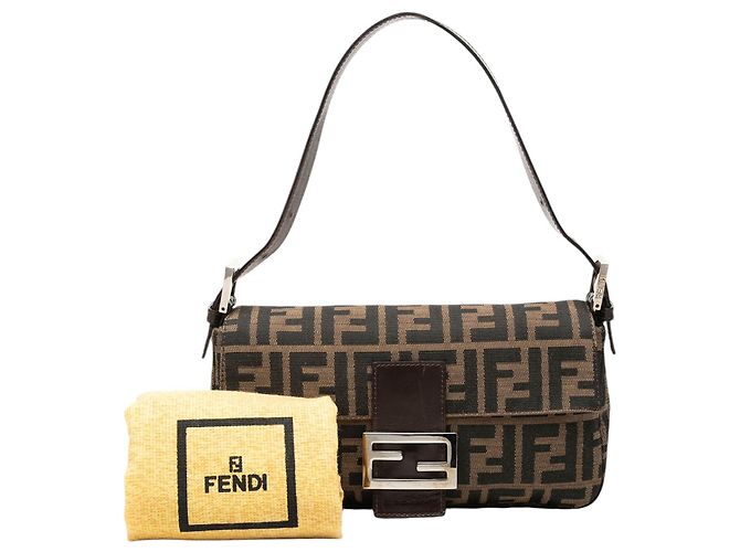 Borsa Baguette Fendi in tela Zucca marrone - vista 7