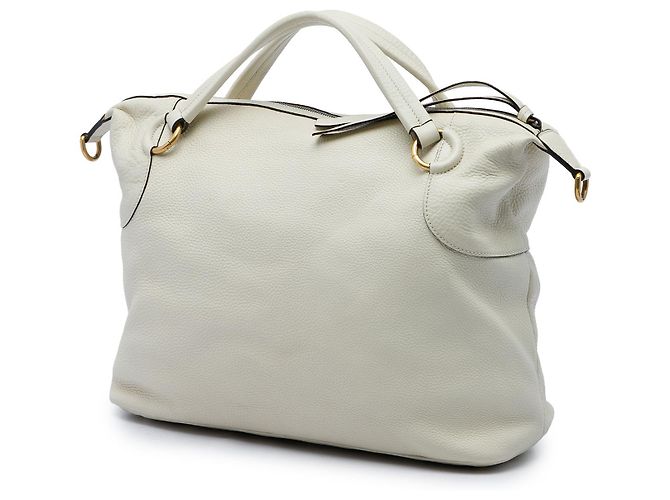 Bolsa Satchel Gucci em couro branco e twill Cru - vista 2
