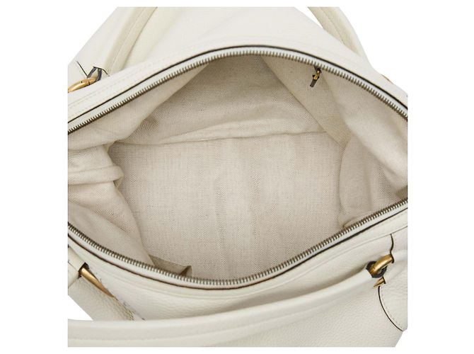 Bolsa Satchel Gucci em couro branco e twill Cru - vista 4