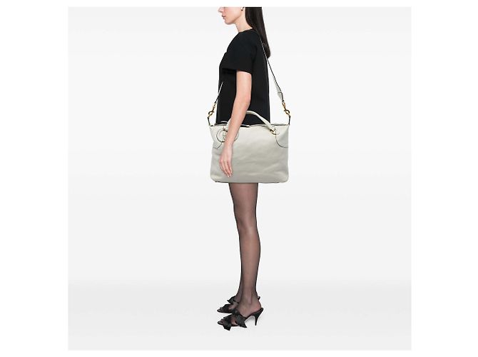 Bolsa Satchel Gucci em couro branco e twill Cru - vista 5