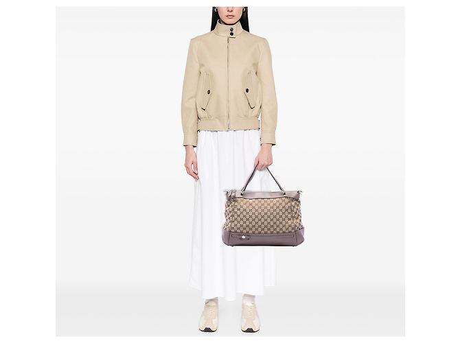 Gucci Mayfair Satchel aus beigem GG Canvas - Ansicht 6