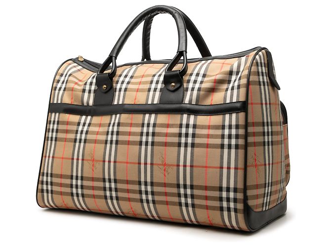 Borsa da viaggio Burberry Beige Haymarket Check Canvas - vista 2