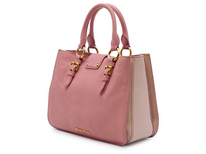 Borsa Satchel Miu Miu in pelle di capra rosa Madras - vista 2