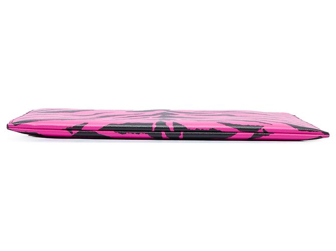 Autre Marque Clutch con zip Saint Laurent Pink Grain De Poudre stampa zebra Rosa - vista 3
