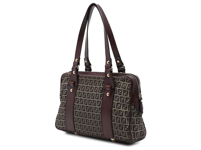 Borsa a tracolla Fendi in tela Zucchino marrone Marrone chiaro - vista 2