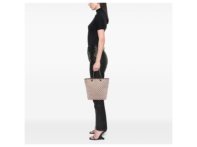 Tote Gucci in tela GG beige - vista 6