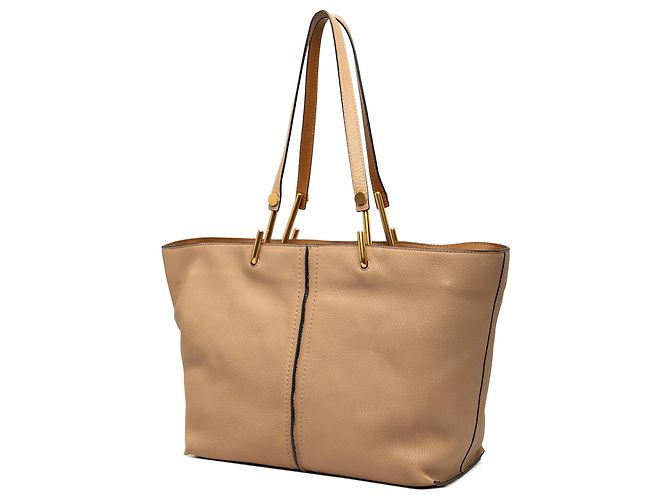Chloé Keri Tote aus genarbtem Kalbsleder Beige - Ansicht 2