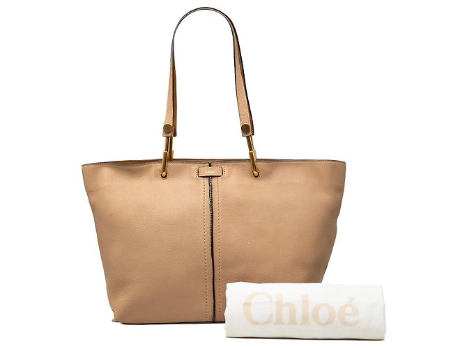 Chloé Keri Tote aus genarbtem Kalbsleder Beige - Ansicht 7