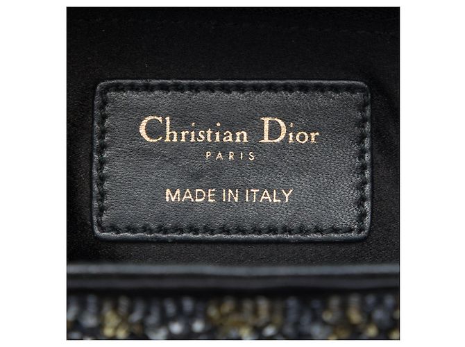 Autre Marque Mini Lady Dior in raso nero con paillettes Dior - vista 5