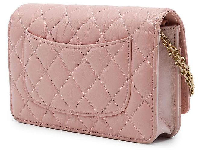 Wallet On Chain Chanel Portafoglio con catena Reissue 2.55 in pelle di vitello invecchiata matelassé rosa - vista 2