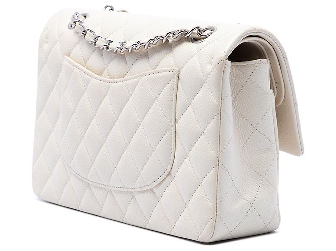 Chanel White Medium Classic Caviar Double Flap Blanco Crudo - vista 2