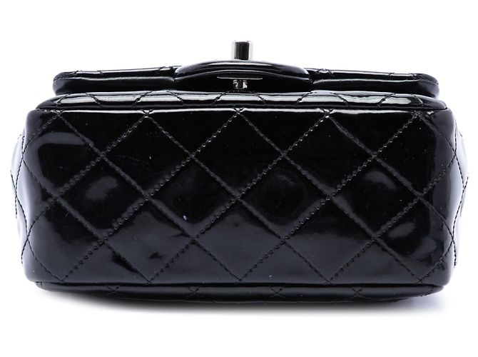 Chanel Black Mini Square Classic Patent Single Flap Negro - vista 3