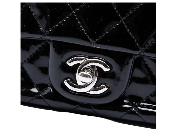 Chanel Black Mini Square Classic Patent Single Flap Negro - vista 5