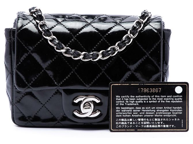 Chanel Black Mini Square Classic Patent Single Flap Negro - vista 7