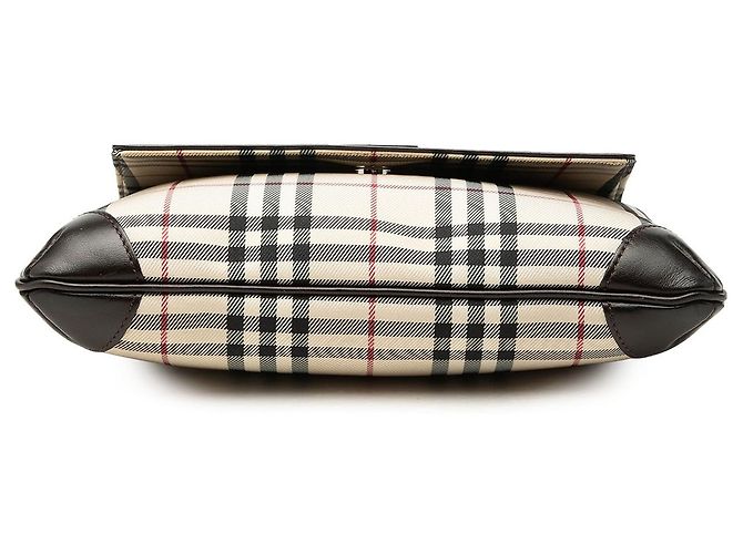 Borsa a tracolla con patta Burberry Beige House Check Canvas - vista 3