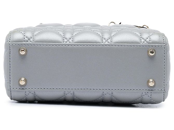 Autre Marque Dior Gray Mini Lambskin Cannage Lady Dior Marrone - vista 3