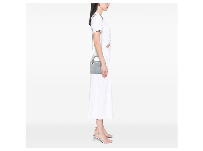 Autre Marque Dior Gray Mini Lambskin Cannage Lady Dior Marrone - vista 5