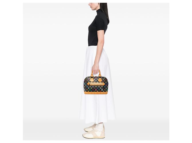 Louis Vuitton Black Monogram Multicolore Alma PM Preto - vista 7