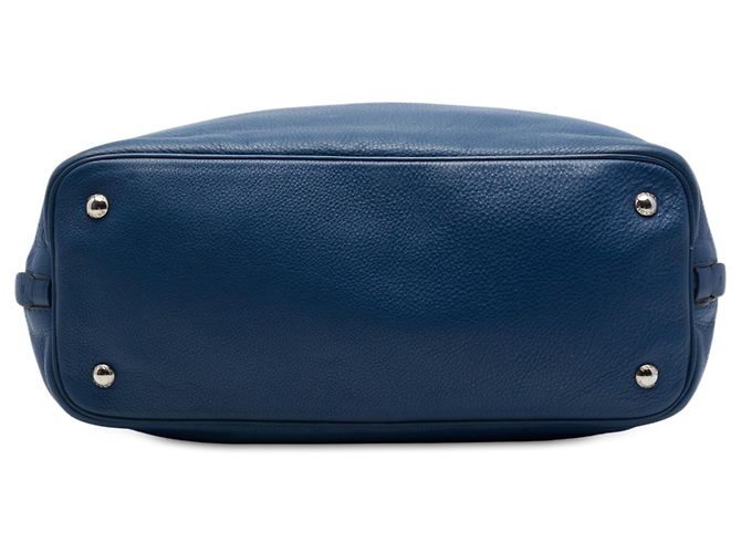 Sac cabas convertible ouvert Prada Blue Vitello Daino avec fermeture éclair latérale Bleu Bleu foncé - vue 3