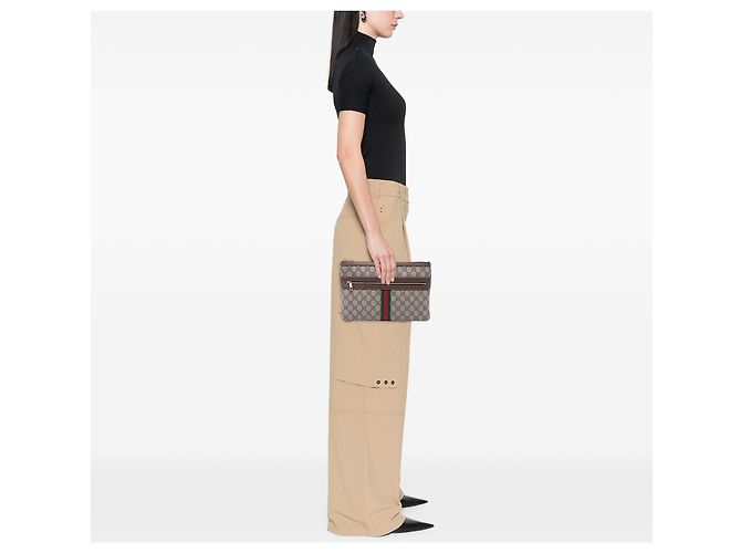 Clutch Gucci Beige GG Supreme Web Ophidia - vista 6