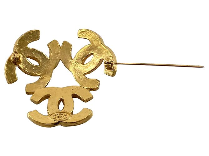 Spilla Triple CC Chanel Gold Placcata in Oro D'oro - vista 4