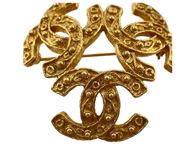 Spilla Triple CC Chanel Gold Placcata in Oro D'oro - vista 5