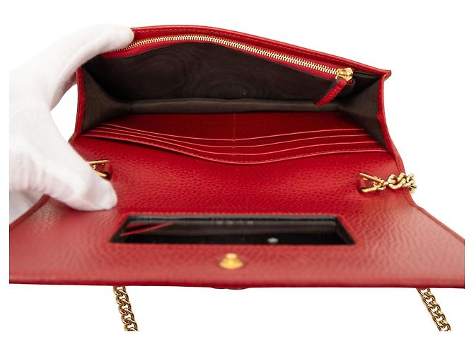 Gucci Red GG Marmont Leder-Wallet mit Kette Rot - Ansicht 4
