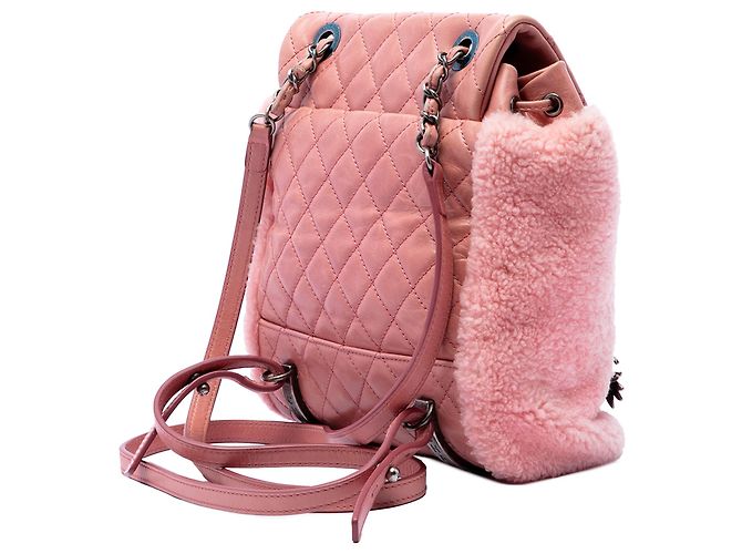 Zaino da montagna in shearling Chanel Pink Paris Salzburg - vista 2