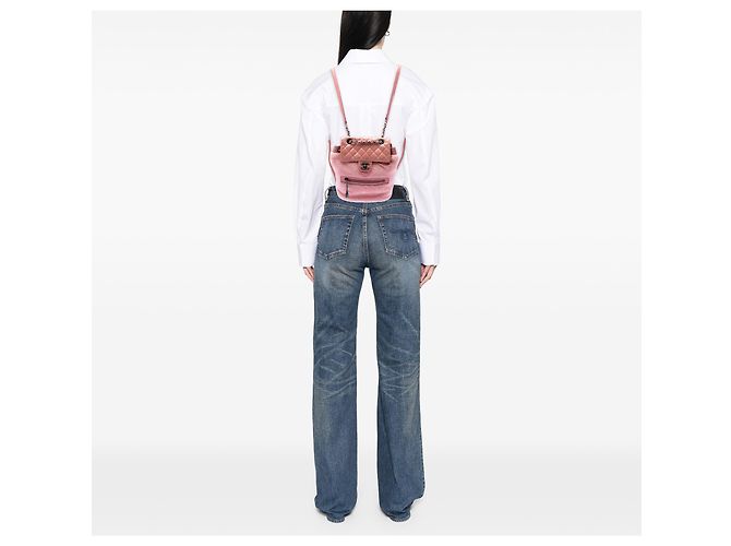 Zaino da montagna in shearling Chanel Pink Paris Salzburg - vista 6
