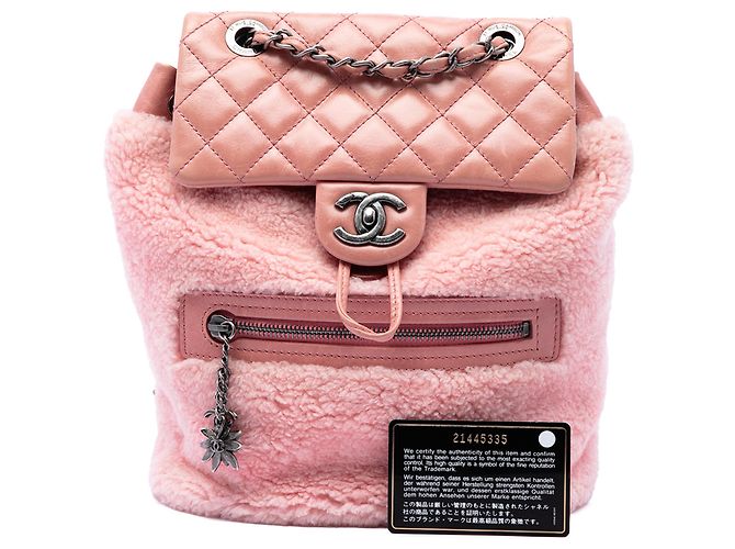 Zaino da montagna in shearling Chanel Pink Paris Salzburg - vista 7