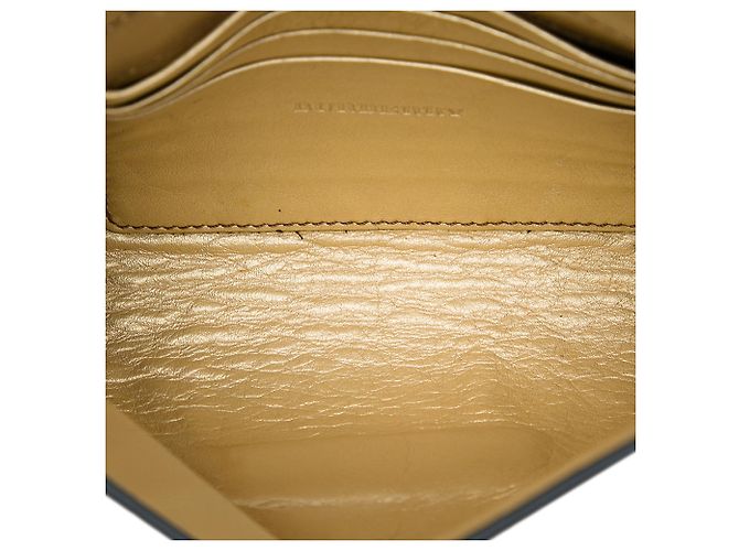 Borsa a tracolla Burberry Langley in pelle grana Check con stampa dorata D'oro - vista 4