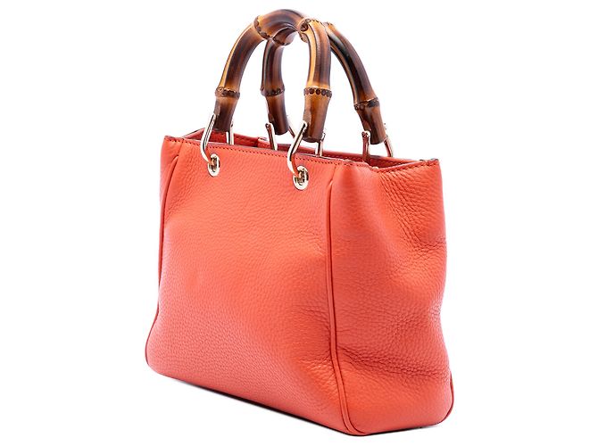 Borsa Gucci Mini Bamboo Shopper in pelle di vitello arancione - vista 2