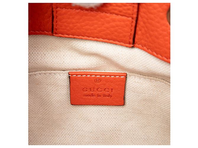 Borsa Gucci Mini Bamboo Shopper in pelle di vitello arancione - vista 5