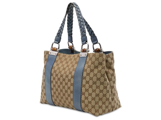 Gucci Beige Medium GG Canvas Bamboo Libeccio Tote - Ansicht 2