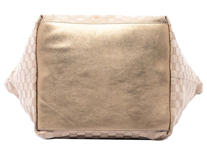 Tote Gucci in tela GG beige con banda Web - vista 3
